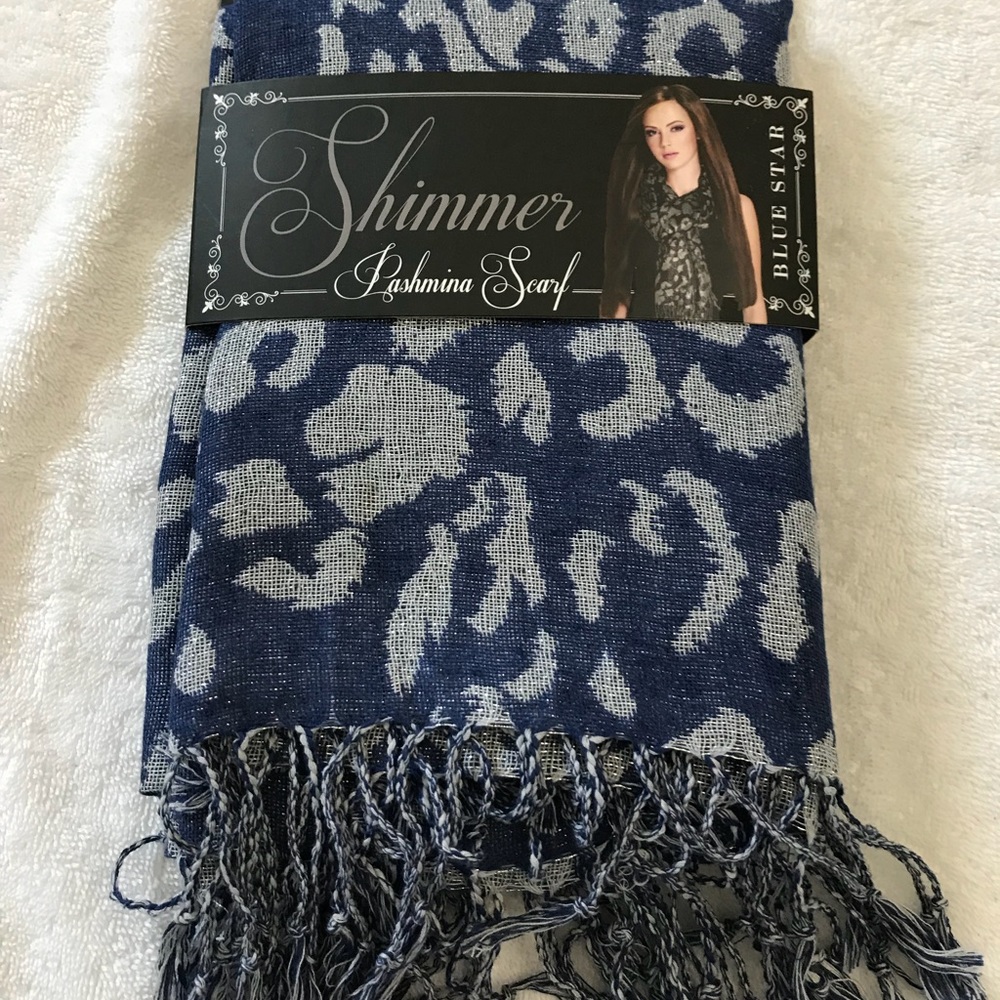 Women’s Pashmina Scarf, Color Blue, Size 28”x78”